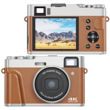 DC202L 2.8" 4K HD 16X Zoom Digital Camera SLR, Brown, EU Plug - 1