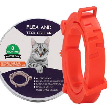 Flea & Tick Collar for Dogs Cats, 38cm, Orange, Aluminum Case - 1