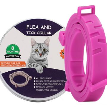 Pink Flea and Tick Collar for Dogs and Cats, 38cm with Aluminum Case - 1