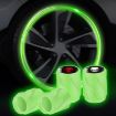 Luminous Tire Valve Caps 4pcs Set - Yellow Black Flag for Car/Motorcycle - 9