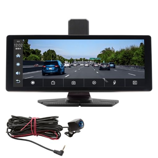 Bluetooth Car DVR Monitor with Carplay/Android Auto, Display + Camera - 1
