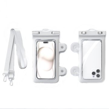 Waterproof Mobile Phone Bag IPX8 30m with Suction Cup & Hooks (White) - 1