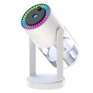 Star Projection Light Humidifier 280ml USB Car Diffuser, Rotating White - 1