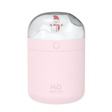 Pink 500ml Snowman Humidifier USB Desktop with Colorful Ambient Light - 1