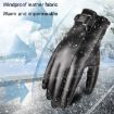 Men's Brown PU Leather Gloves - Warm Velvet, Touchscreen, One Size - 4