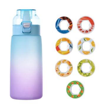 600ml Leak-Proof Scent Flavored Water Bottle with 7 Scent Rings (Blue) - 1