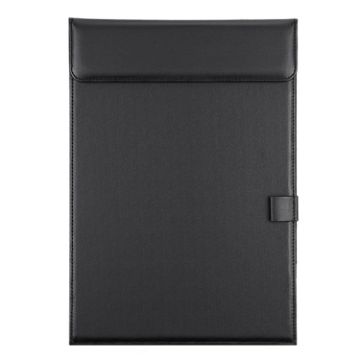 Black Leather A4 Meeting Clip Pad - Office Document & Writing Board - 1