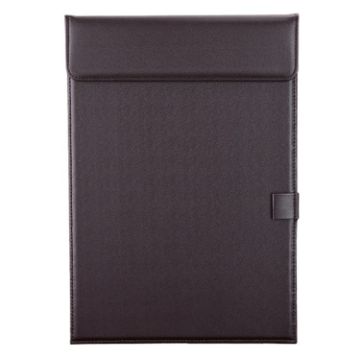 A4 Leather Meeting Clip Pad - Office Document Board & Writing Pad (Coffee) - 1