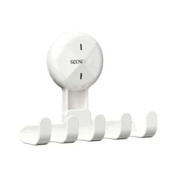 Multifunctional Suction Cup Hook Storage Rack - Traceless Adhesive, White - 1