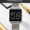 SKMEI Silver Steel Band Men's Square Electronic Watch - Multi-function Display - 4