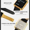 SKMEI Men's Black Steel Band Square Electronic Watch with Letter Display - 6
