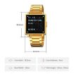 SKMEI Men's Black Steel Band Square Electronic Watch with Letter Display - 8
