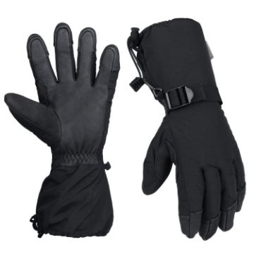 Unisex Winter Ski Snow Gloves - Five-Finger Black (M) for Outdoor Sports - 1
