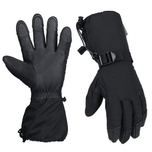 Unisex Winter Ski Snow Gloves - Five-Finger Black (M) for Outdoor Sports - 1