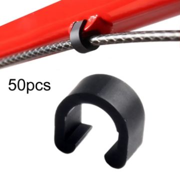 50pcs Black C-shaped Buckle for Bicycle Brake Gearshift Cable Tube Fixing - 1
