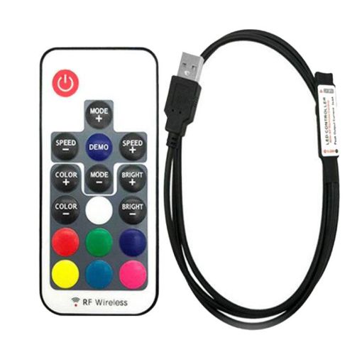 RF Wireless Dimmable LED Strip Light Controller - 17 Keys USB - 1