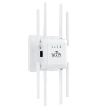 U18 300Mbps 2.4G WiFi Repeater Signal Amplifier 8 Antennas EU Plug White - 1