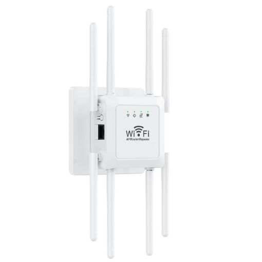 U18 300Mbps 2.4G WiFi Repeater Signal Amplifier 8 Antennas EU Plug White - 1