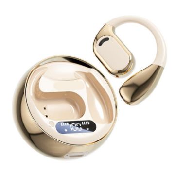 M76 AI Translation On-Ear Bluetooth Earphone with Digital Display - Skin Color - 1