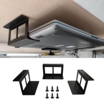 Under Desk Laptop Tablet Mini PC Storage Stand, Metal Tray Rack 6.8cm - 1