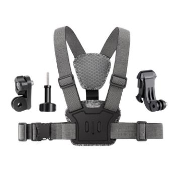 4 in 1 Quick Release Body Mount Belt Chest Strap with Screw - Grey - 1
