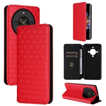 Fossibot S3 Pro Red Flip Leather Phone Case with Cubic Grid Texture - 1