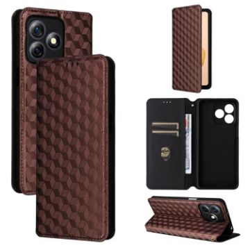 Ulefone Note 18 Pro/Ultra Brown Leather Flip Case - Cubic Grid Texture - 1