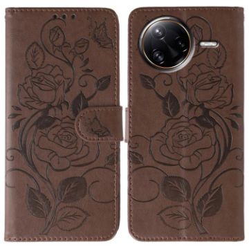 Xiaomi Poco F7 Ultra/Redmi K80 Pro Rose Butterfly Leather Case Brown - 1
