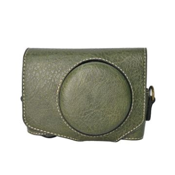 Canon PowerShot SX740 HS Green Leather Camera Case Bag with Strap - 1