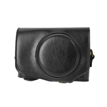 Canon PowerShot SX740 HS Leather Camera Case Bag with Strap (Black) - 1