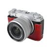 FUJIFILM X-M5 Litchi Texture PU Leather Camera Half Case - Wine Red - 2