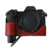Nikon Z6III Wine Red Litchi Texture PU Leather Camera Half Case Base - 5