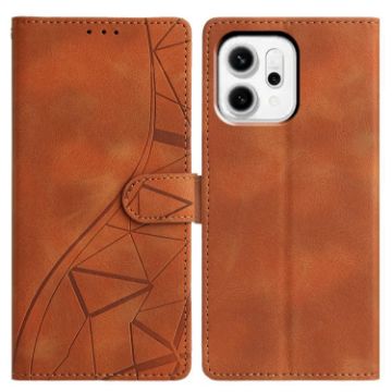 OPPO Reno14 5G Global Triangles Embossed Leather Case Brown - 1