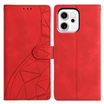 OPPO Reno14 Pro 5G Red Leather Case - Global Triangles Embossed Cover - 1