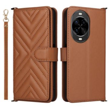 Huawei nova 14 Ultra 5G Leather Phone Case with 6 Card Slots & Strap (Brown) - 1