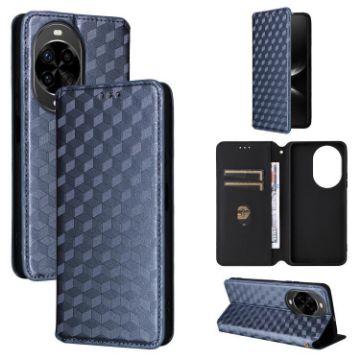 Huawei nova 14 Ultra 5G Blue Flip Leather Phone Case with Grid Texture - 1