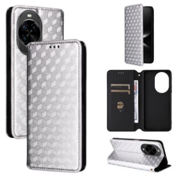 Huawei nova 14 Ultra 5G Silver Flip Leather Phone Case with Grid Texture - 1