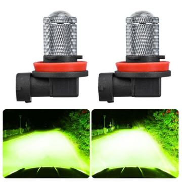 H11 8.5W 12-60V Car Lens Fog Light Bulb Pair (Lime Light) - 1