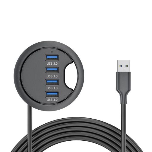 USB3.0 Desk Grommet Splitter HUB Dock Station, 4 Ports, 1.2m Cable - 1