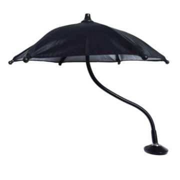 Mini Sun Protection Umbrella Parasol, Magnetic Phone Holder, 9.4" Black - 1