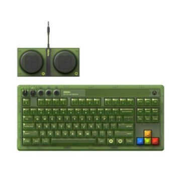 8BitDo Retro87 Mechanical Keyboard - RGB Lighting, Green Transparent Keys - 1