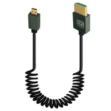 8K 60Hz HDMI 2.1 Spring Cable 0.5m Micro HDMI to HDMI Straight - 1