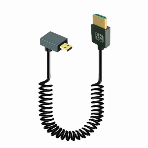 8K 60Hz HDMI 2.1 Spring Cable 0.5m Micro HDMI Positive Bend - 1