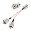 UHF Female to Dual Male Adapter Cable 20cm SO239 to PL259Y 1 In 2 - 1