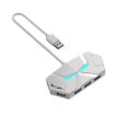 USB 2.0 Hub Splitter with Colorful Light, Type-C Dock, 1.2m (White) - 1