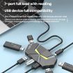 USB 2.0 Hub Splitter with Colorful Light, Type-C Dock, 1.2m (White) - 3