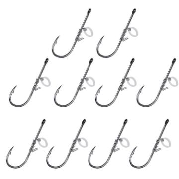 10pcs Crooked Mouth Barbed Sea Fishing Hooks 4/0 for Lure & Shrimp - 1