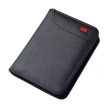 Men's Black Leather Wallet - Multi-Position Card Holder & Mini Purse - 1