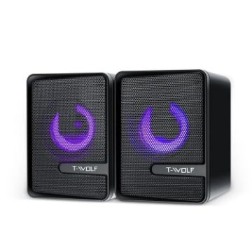 T-WOLF S3 USB/3.5mm Desktop Speakers Dual Diaphragm Subwoofer (Black) - 1