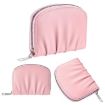 Pink Pleated PU Zipper Short Wallet - Women's Solid Color Coin Purse - 3